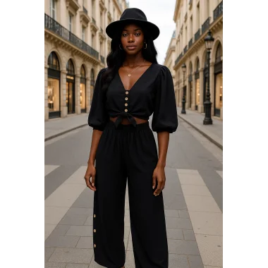 Marekeş Keten Crop ikili Takim