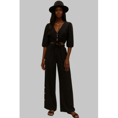 Marekeş Keten Crop ikili Takim