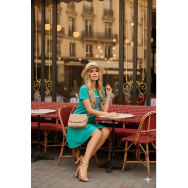 Miami Baskılı Uzun Likralı Elbise