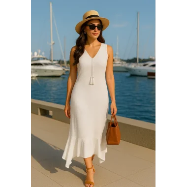 Monaco Brode Örme Elbise Şık Trend