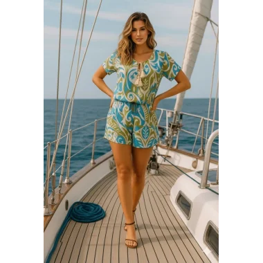 Paris Keten Renkli Şortlu Takım Tasarım