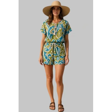 Paris Keten Renkli Şortlu Takım Tasarım