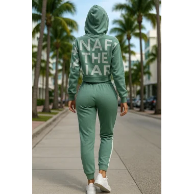 Semantha İkili Kapüşonlu Örme İkili Spor Takım