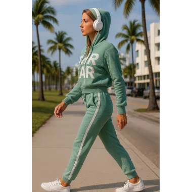 Semantha İkili Kapüşonlu Örme İkili Spor Takım