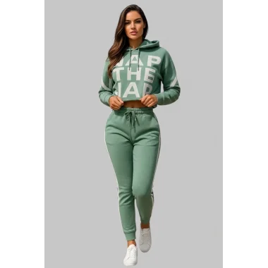 Semantha İkili Kapüşonlu Örme İkili Spor Takım