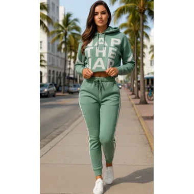 Semantha İkili Kapüşonlu Örme İkili Spor Takım