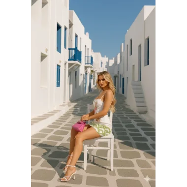 Şık Oyun Sever Basma Omuz Üstü Mini Elbise Trend