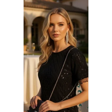 Strada İthal Tül İşlemeli Arkası İthal Saten Tasarım Bluz W 2026