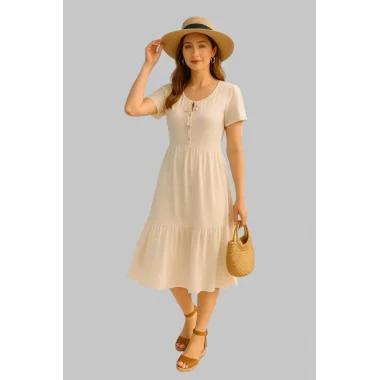 Tamara Beyaz penye Tasarım Elbise W 2026