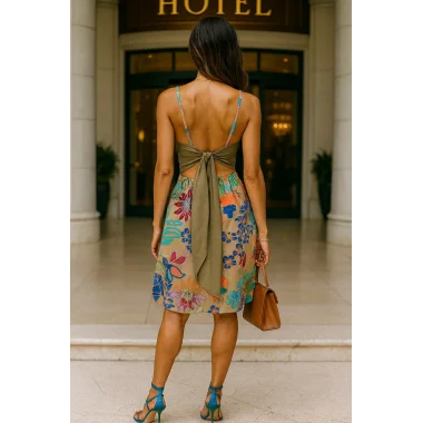 Vanessa Sırt Ve Gül Detaylı Tasarım Elbise