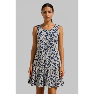 Vienna Dantel kolsuz yuvarlak yaka astarlı Elbise