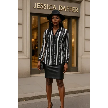 Zeta Jhons İthal Saten Zincir Desen Gömlek