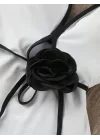 Tek Perça Siyah Beyaz Renk Bloklu 3D Sırtı Açık Mayo
