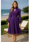 Melissa Yaka Detay Mor Şifon Elbide business women