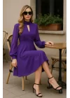 Melissa Yaka Detay Mor Şifon Elbide business women