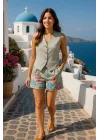 Alina İthal Keten Şortlu İkili Takım Trend