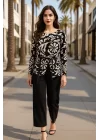 Elegante İthal Keten Kruvaze Bağlamalı Düğme Detay Pantolon Takım