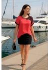 Gina Omuz Dantel Detay İthal Şifon Bluz