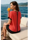 Gina Omuz Dantel Detay İthal Şifon Bluz