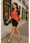 Gina Omuz Dantel Detay İthal Şifon Bluz