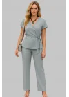 Mina Pamuk Keten İkili Kruvaze Pantolon Takım