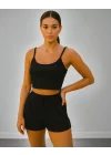 Viskon Crop Şortlu Takım