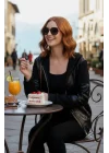 Yulia Deri Bloklu Bomber Ceket Tasarım
