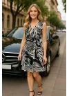 Zeyna Kruvaze İthal Şifon Zebra Desen Elbise