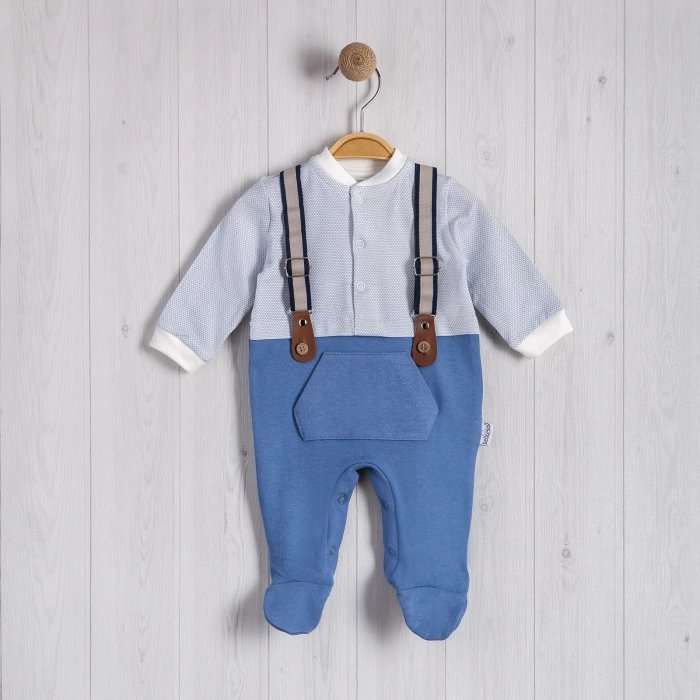 SALOPET ASKILI KANGRU CEPLİ BEBE ERKEK TULUM