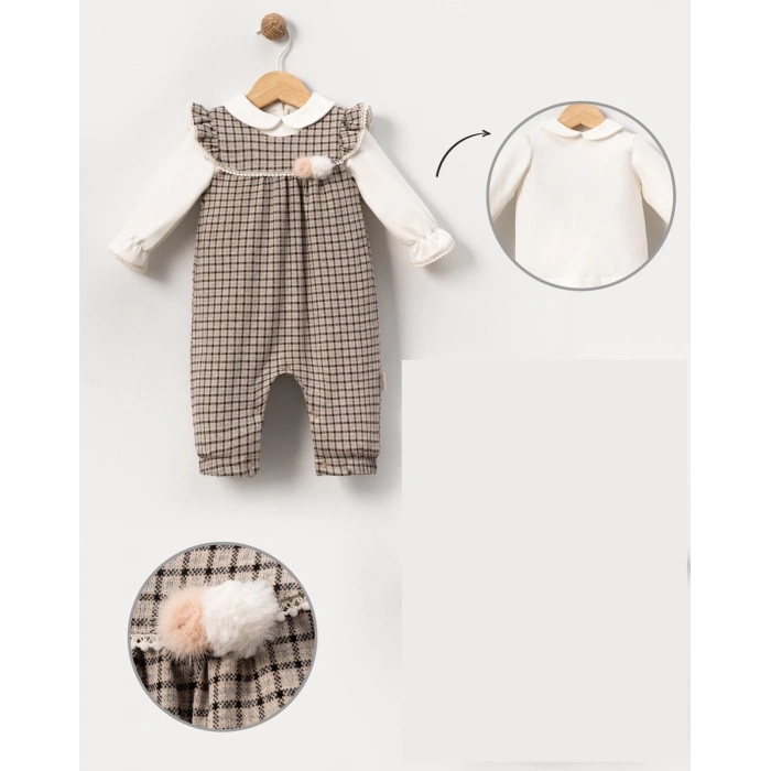 PİTİKARE SALOPETLİ PADİLİ BEBE KIZ TULUM