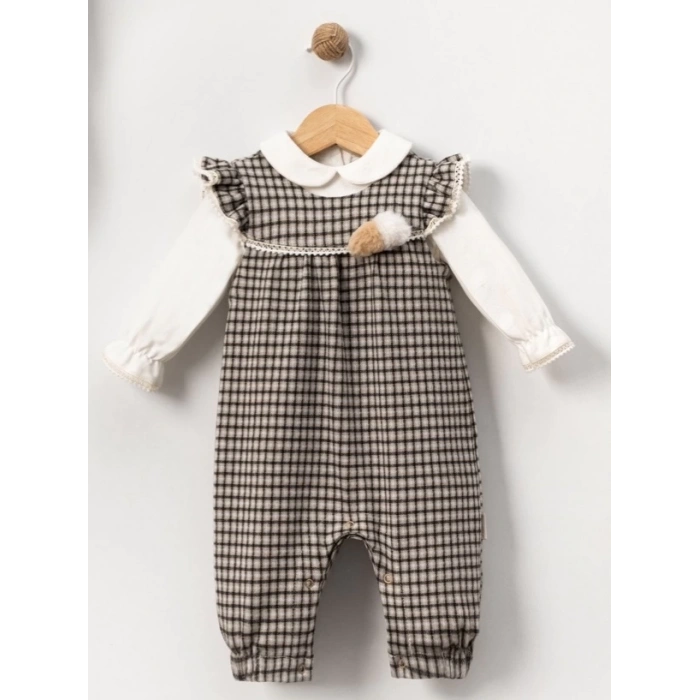 PİTİKARE SALOPETLİ PADİLİ BEBE KIZ TULUM