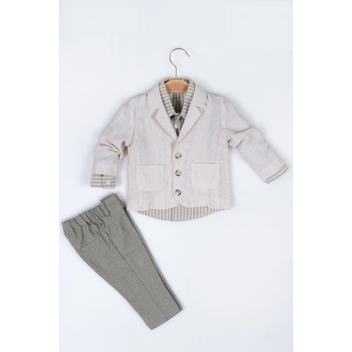 KETEN CEKETLİ 3LÜ ERKEK TAKIM