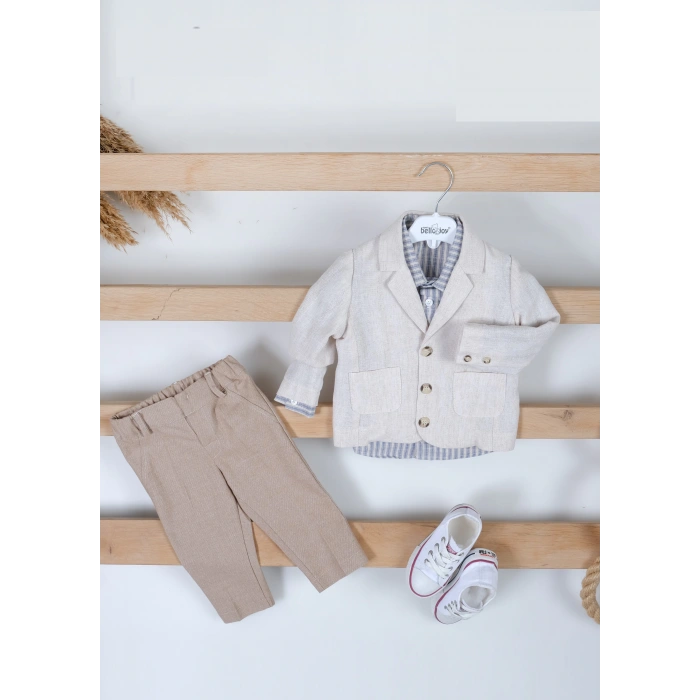 KETEN CEKETLİ 3LÜ ERKEK TAKIM