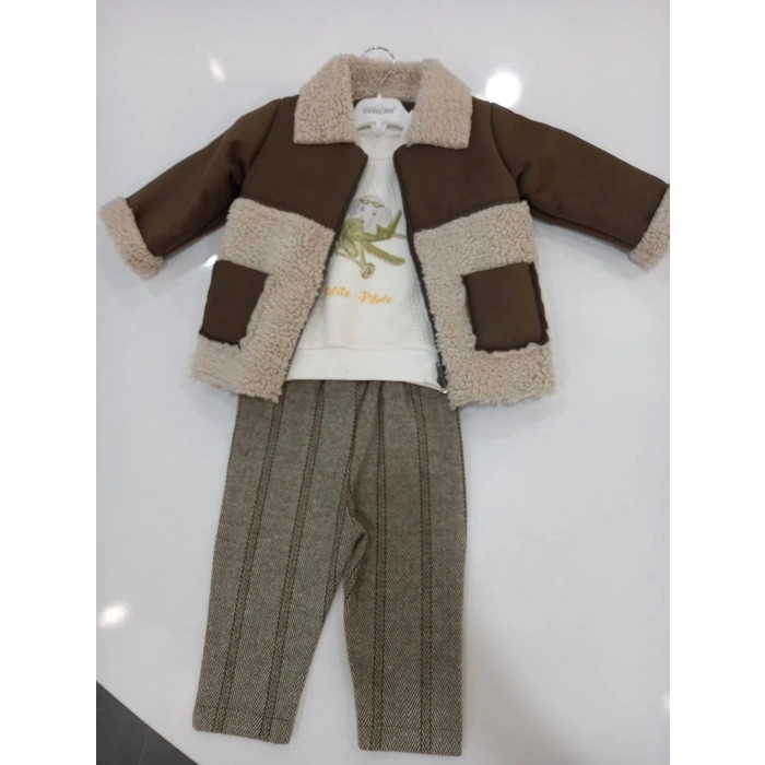 CEPLİ VELSOFTLU CEKETLİ 3LÜ BEBE ERKEK TAKIM