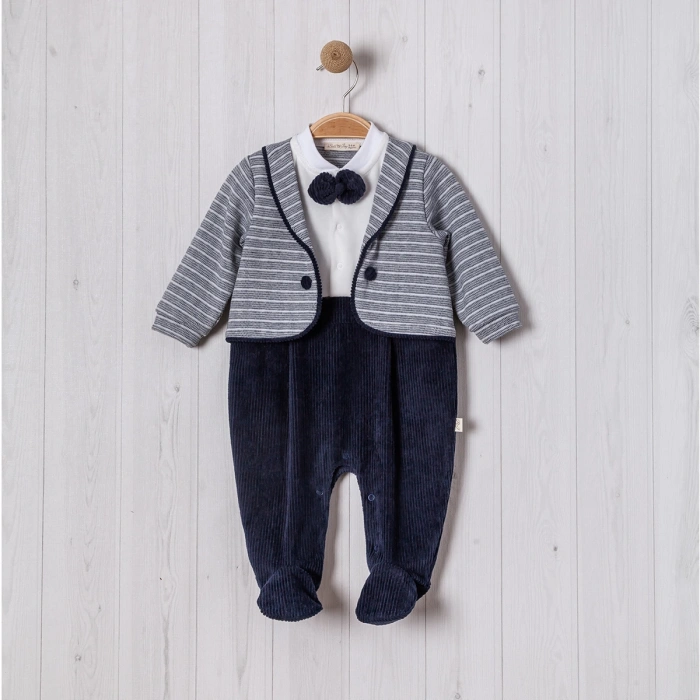 SAHTE CEKETLİ BALIKSIRTI BEBE ERKEK TULUM