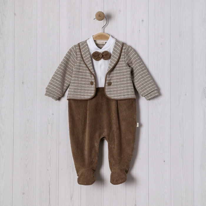 SAHTE CEKETLİ BALIKSIRTI BEBE ERKEK TULUM