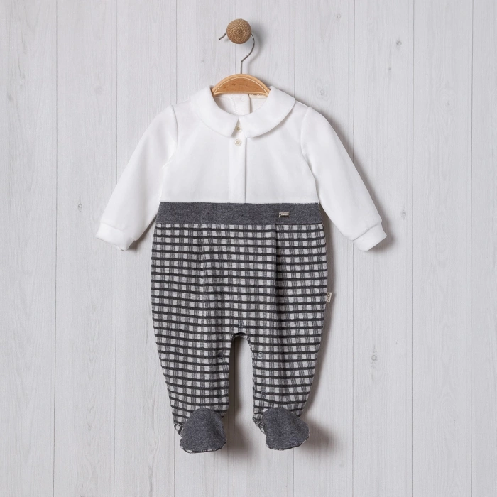 KEMER DETAY MİNİ ARMALI EKOSE BEBE ERKEK TULUM