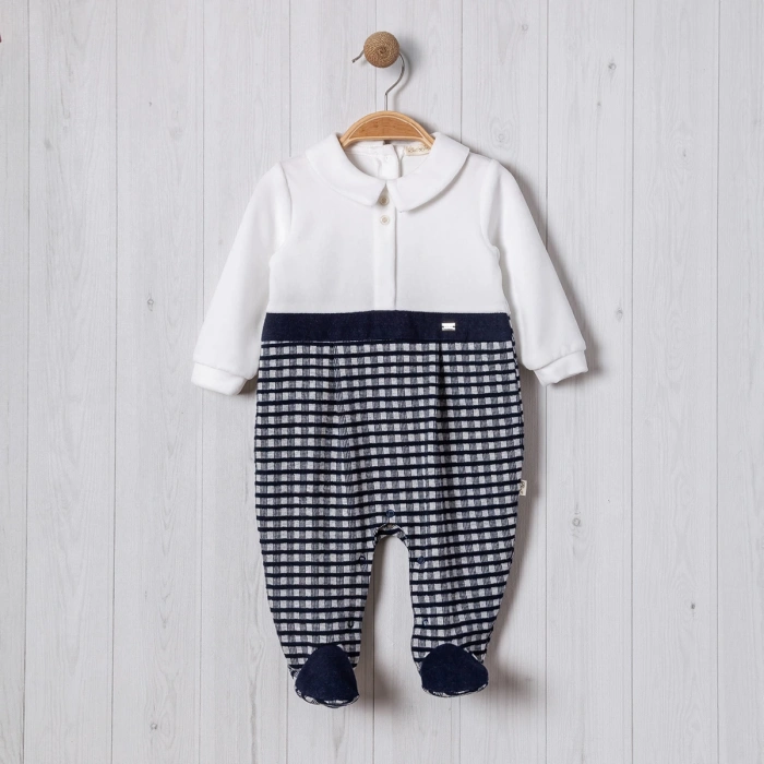 KEMER DETAY MİNİ ARMALI EKOSE BEBE ERKEK TULUM