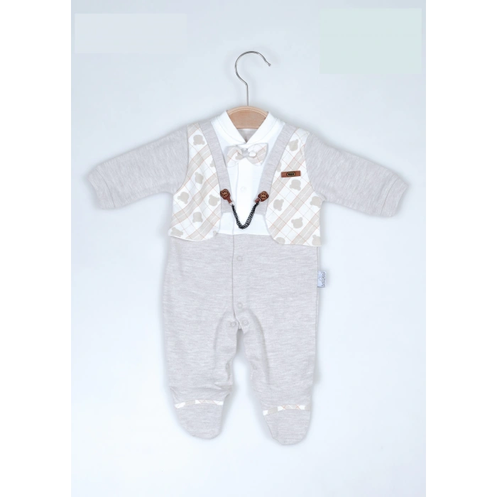 AYI BASKI YELEKLİ ZİNCİRLİ BEBE ERKEK TULUM