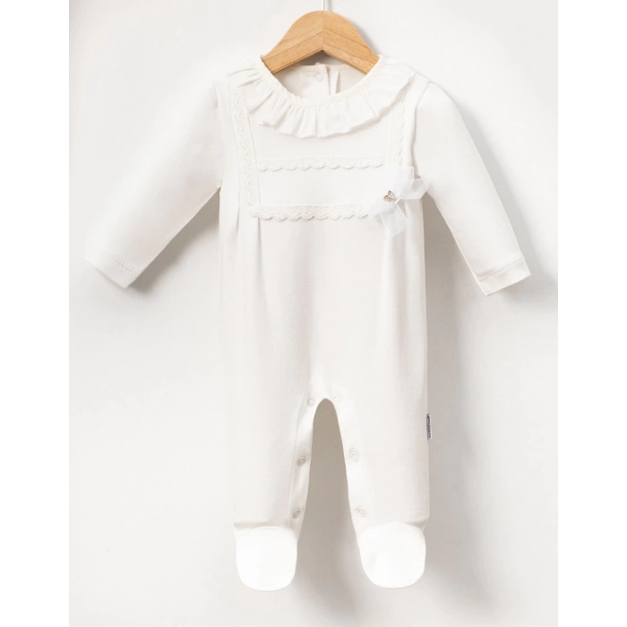 PİLE YAKALI FİSTOLU BEBE KIZ TULUM