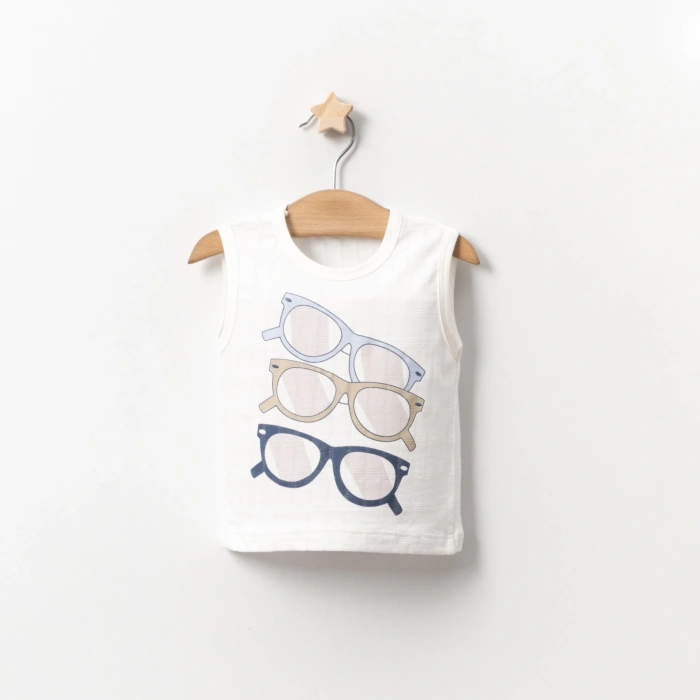 YAZLIK GÖZLÜK BASKILI GÖMLEKLİ BEBE ERKEK 3LÜ TAKIM