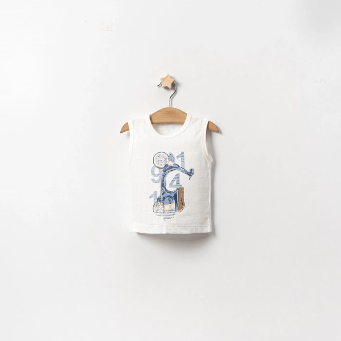 YAZLIK MOTOR BASKILI GÖMLEKLİ BEBE ERKEK 3LÜ TAKIM