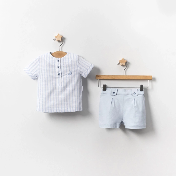 YAZLIK YELKEN NAKIŞLI BEBE 2Lİ ERKEK TAKIM