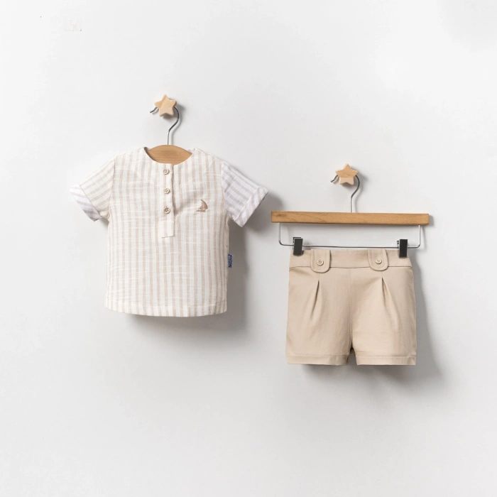 YAZLIK YELKEN NAKIŞLI BEBE 2Lİ ERKEK TAKIM