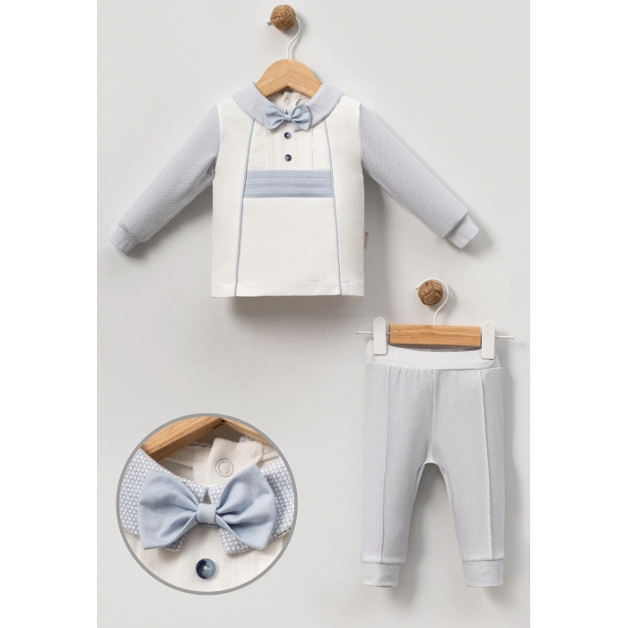 ÖNÜ DÜĞME AKSESUARLI BEBE 2Lİ ERKEK TAKIM