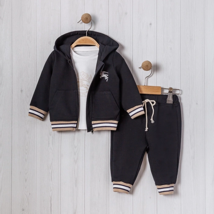 KAPŞONLU AT BASKILI BEBE 3LÜ ERKEK TAKIM