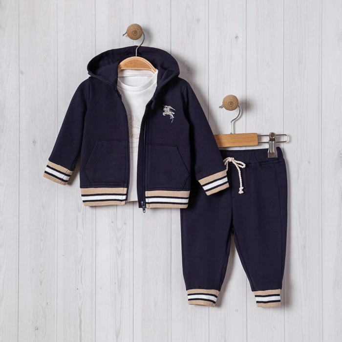 KAPŞONLU AT BASKILI BEBE 3LÜ ERKEK TAKIM