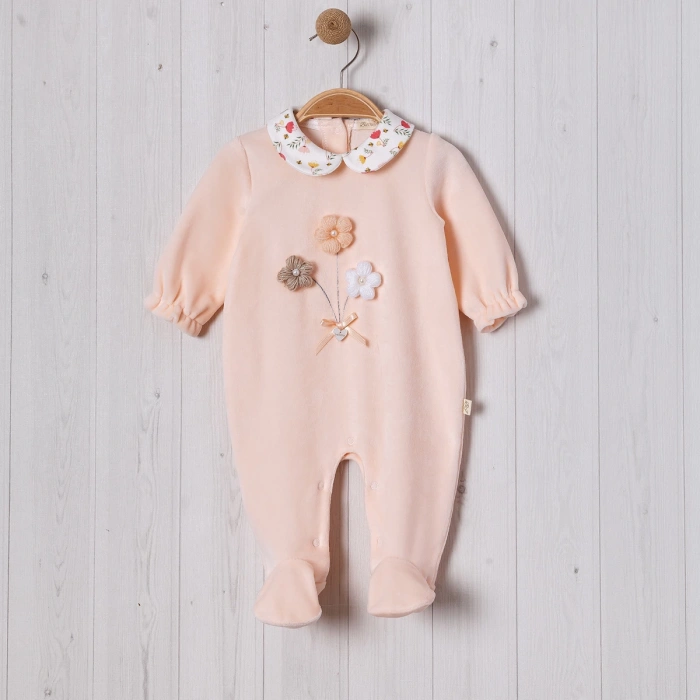 ÖRME ÇİÇEK AKSESUARLI KIZ BEBE TULUM