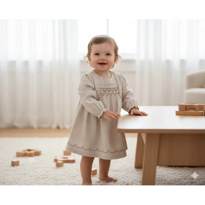 ROBASI SIRA ÇİÇEKLİ BEBE KIZ ELBİSE