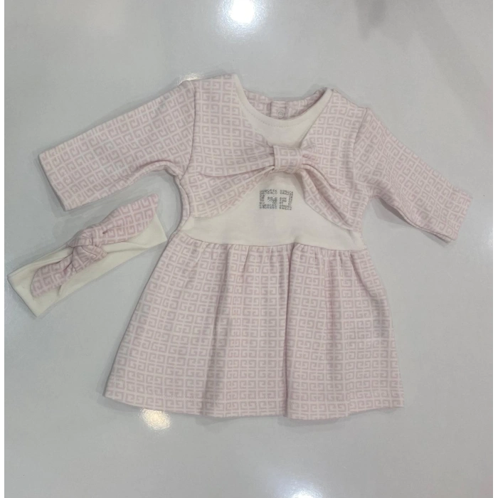 BASKILI PAMUKLU BEBE KIZ ELBİSE
